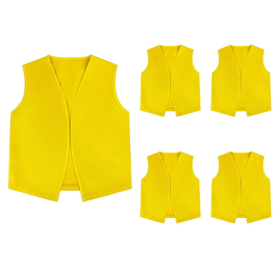 TOPTIE Kid Volunteer No-Button Child Vest Waistcoat Party Costume Vests 5 Packs-Yellow-L