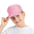thumbnail image 1 of TOPTIE Kids 5 Panel Trucker Cap Mesh Snapback Hat Foam Front for Boys Girls Aged 3-7 Years Old-Pink, 1 of 8