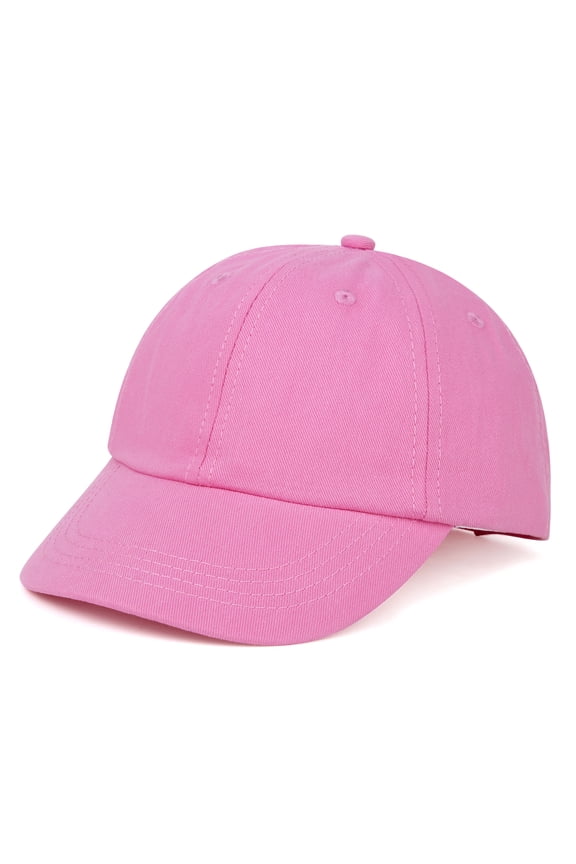 Kids Baseball Cap Girls & Boys Low Profile Cotton Sun Hat 2-7 Years Old-Pink-M