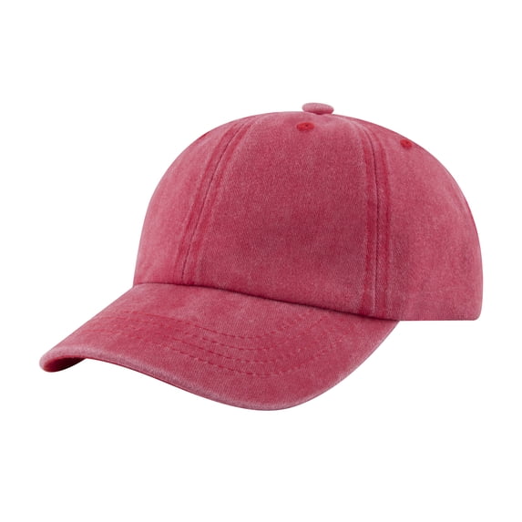 TOPTIE Kids Baseball Cap Washed Cotton Low Profile Sun Hat 2-7 Years Old-Red