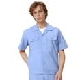thumbnail image 1 of TOPTIE Light Blue Men Heavy Duty Work Shirt Short Sleeve Button Down 2 Pockets Industrial Utility Shirt-Blue-3XL, 1 of 3