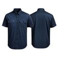 thumbnail image 1 of TOPTIE Men Cotton Short Sleeve Fishing Shirt for Work Travel Dual Button Pockets Retro Work Shirt-Navy-L, 1 of 8