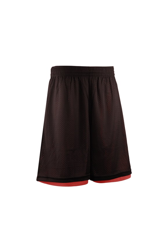 Men\'s 7" Reversible Basketball Shorts Long Mesh Sports Shorts Double Sided-black/red-M