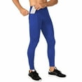 thumbnail image 1 of TOPTIE Men's Compression Pants, Zipper Pocket Sports Leggings, Base Layer Workout Pants-Royal-M, 1 of 6