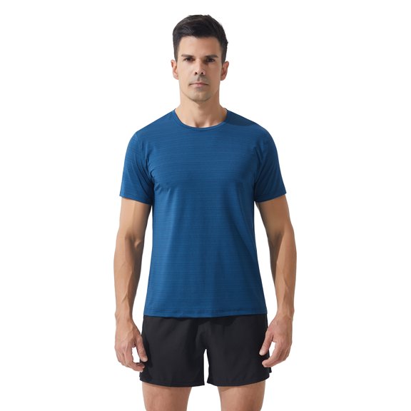 TOPTIE Men's Dry Fit Short Sleeve Sport T Shirts for Athletic Running, Gym Workouts-Navy-M