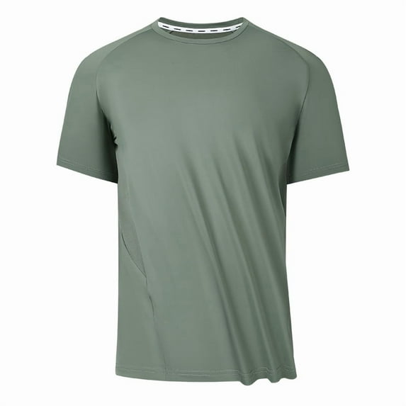 TOPTIE Men's Ice Silk Short Sleeve T-Shirt, Lightweight Breathable Quick Dry Athletic Tee-Olive-M