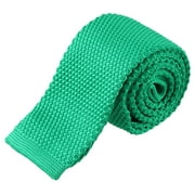 TOPTIE Men's Knit Solid Skinny Tie Polyester Square End 2 Inch Necktie Tie-Green