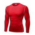 thumbnail image 1 of TOPTIE Men's Long Sleeve Compression Shirt, Athletic Workout Base Layer-Red-S, 1 of 7