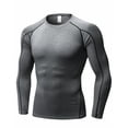thumbnail image 1 of TOPTIE Men's Long Sleeve Fitted Compression Shirt, Cool Dry Base Layer for Men-Grey-L, 1 of 7