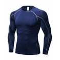 thumbnail image 1 of TOPTIE Men's Long Sleeve Fitted Compression Shirt, Cool Dry Base Layer for Men-Navy-S, 1 of 7