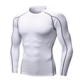 thumbnail image 1 of TOPTIE Men's Long Sleeve Fitted Compression Shirt, Cool Dry Base Layer for Men-White-L, 1 of 7