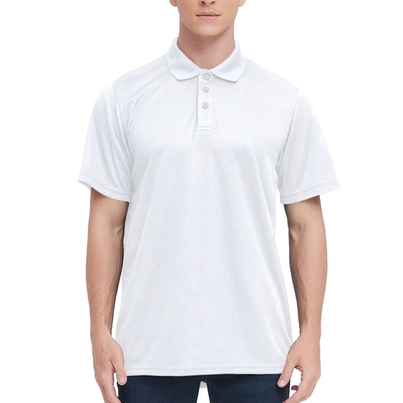 TOPTIE Men's Short Sleeve Polo Shirt, Regular Fit Athletic Quick-Dry Golf Shirt-White-M