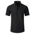 thumbnail image 1 of TOPTIE Men's Short Sleeve Shirt, Wrinkle-Resistant Business Formal Dress Shirt-Black-M, 1 of 7