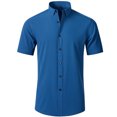 thumbnail image 1 of TOPTIE Men's Short Sleeve Shirt, Wrinkle-Resistant Business Formal Dress Shirt-Dark Blue-XS, 1 of 7