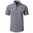 thumbnail image 1 of TOPTIE Men's Short Sleeve Shirt, Wrinkle-Resistant Business Formal Dress Shirt-Grey-S, 1 of 7