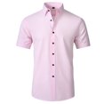 thumbnail image 1 of TOPTIE Men's Short Sleeve Shirt, Wrinkle-Resistant Business Formal Dress Shirt-Pink-3XL, 1 of 7