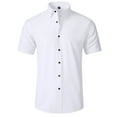 thumbnail image 1 of TOPTIE Men's Short Sleeve Shirt, Wrinkle-Resistant Business Formal Dress Shirt-White-3XL, 1 of 7