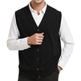 thumbnail image 1 of TOPTIE Men's V-Neck Slim Fit Casual Suit Vests-Solid Black-XL, 1 of 8