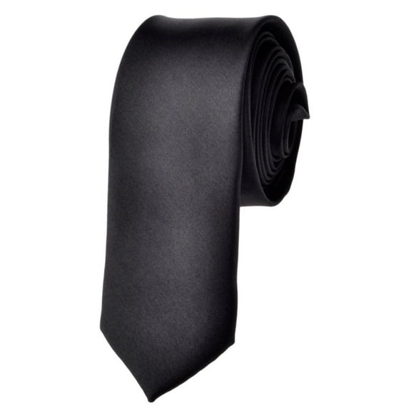 TOPTIE Mens Solid Color Skinny 2" inch Necktie Tie-Black