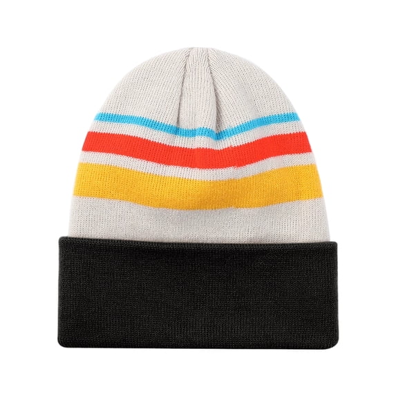 TOPTIE Multi Color Stripe Knit Beanie Winter Soft Unisex Cuffed Beanie Sport Hats Ski Cap with Pom Pom-ARMYGRREN