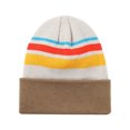 thumbnail image 1 of TOPTIE Multi Color Stripe Knit Beanie Winter Soft Unisex Cuffed Beanie Sport Hats Ski Cap with Pom Pom-Khaki, 1 of 8