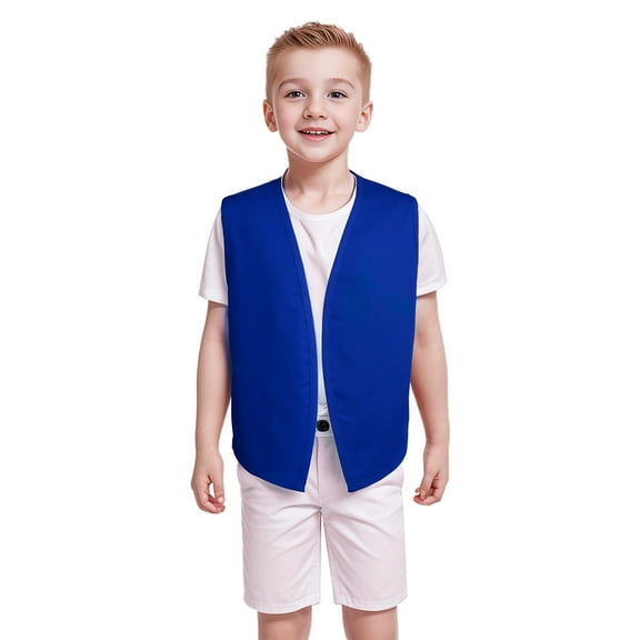 TOPTIE No-Button Child Vest Kid Volunteer Victorian Waistcoat Peasant Party Costume Vests-Blue-S
