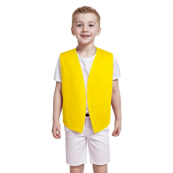 TOPTIE No-Button Child Vest Kid Volunteer Victorian Waistcoat Peasant Party Costume Vests-Yellow-M