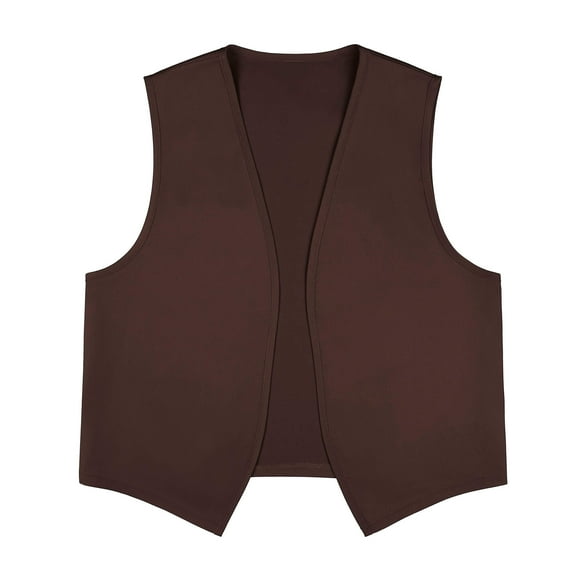 TOPTIE No Pocket Unisex Vest Victorian Waistcoat Peasant Costume Vest Volunteer Work Vest-Brown-S