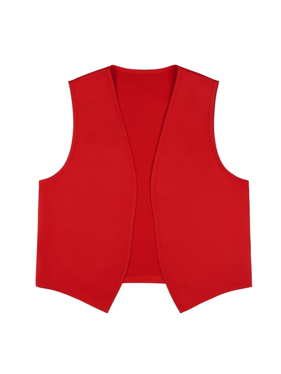 No Pocket Unisex Vest Victorian Waistcoat Peasant Costume Vest Volunteer Work Vest-Red1-L