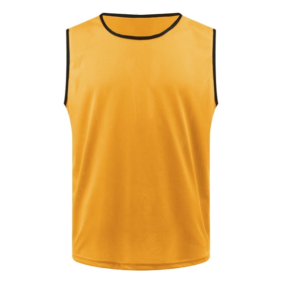 TOPTIE Nylon Mesh Scrimmage Team Training Vests, Event Vest for Basketball, Soccer Bibs for Adult Young-Yellow-XL