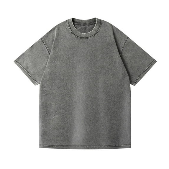 TOPTIE Oversized T Shirt Cotton Vintage Washed Tee Loose Fit Unisex Tops Drop Shoulder-Gray-XL