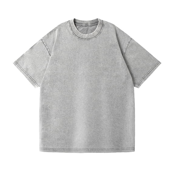 TOPTIE Oversized T Shirt Cotton Vintage Washed Tee Loose Fit Unisex Tops Drop Shoulder-Light Gray-XL