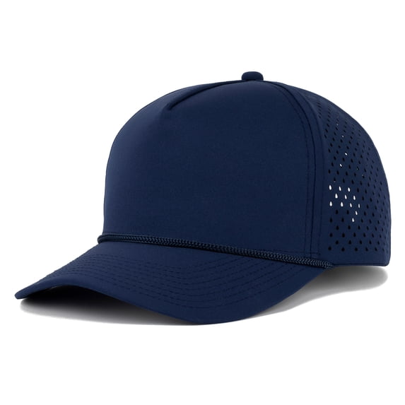 TOPTIE Perforatd Trucker Hat with Rope, 5 Panel Quick Dry Snapback Cap - Navy