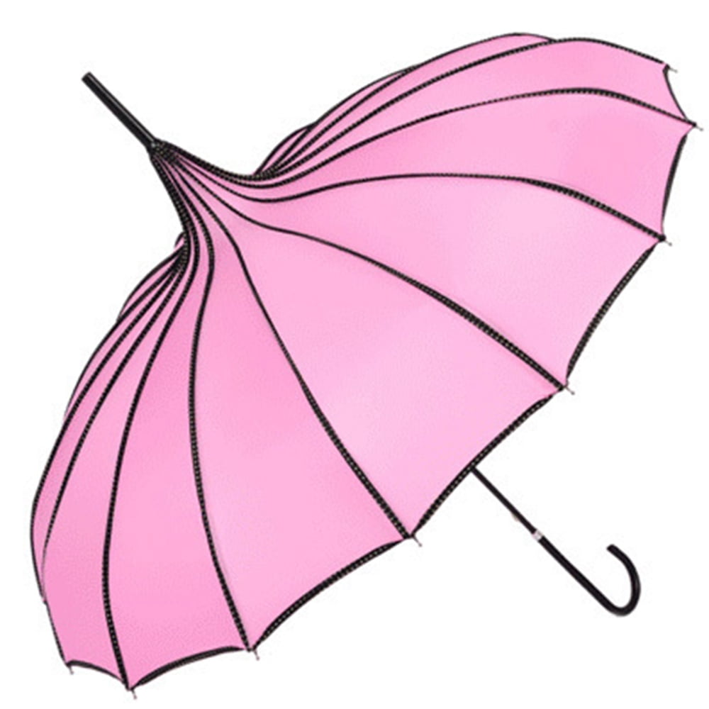 TOPTIE Pink Pagoda Parasol Sun Rain Umbrella, Vintage Bridal Umbrella Windproof