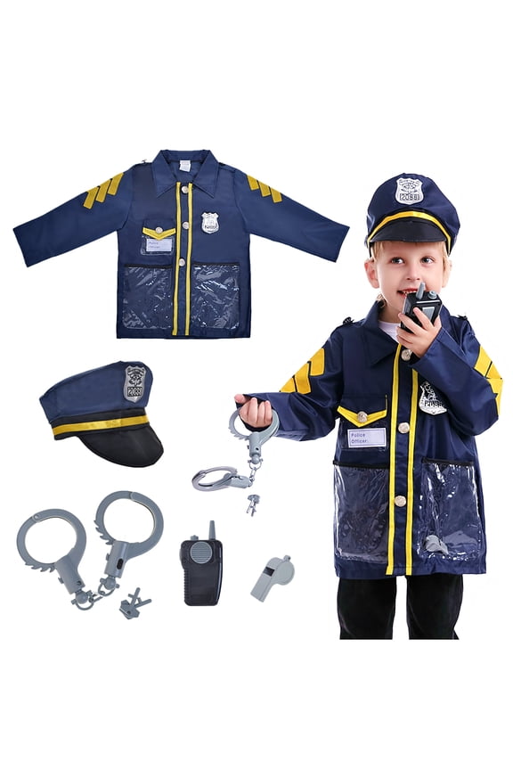 Police Costume for Kids, Role Play Dress-Up Set for 3 - 7 Years Old-Navy Blue-S