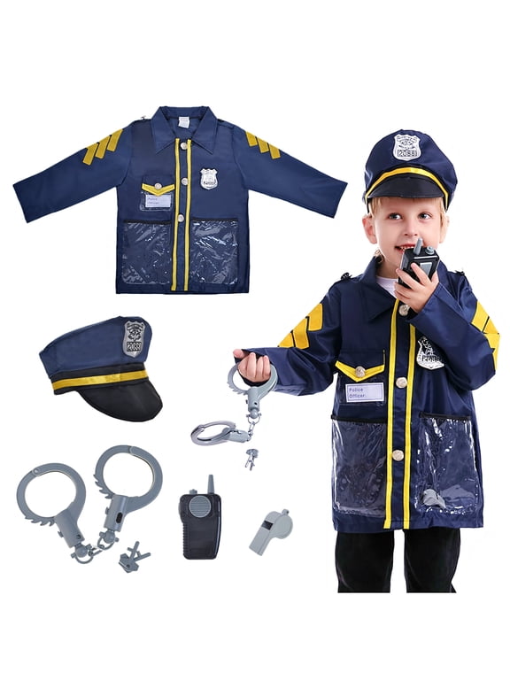 Police Costume for Kids, Role Play Dress-Up Set for 3 - 7 Years Old-Navy Blue-S