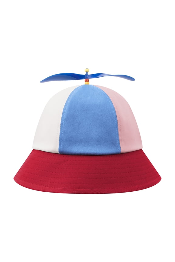 Propeller Hat Whimsical Rainbow Bucket Cap Colorful Hat for Youth & Women-Red