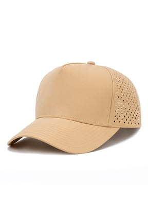Quick Dry Baseball Cap, Vented Performance Laser Cut Mesh Hat, Adjustable Snapback Cap for Men and Women - Khaki
