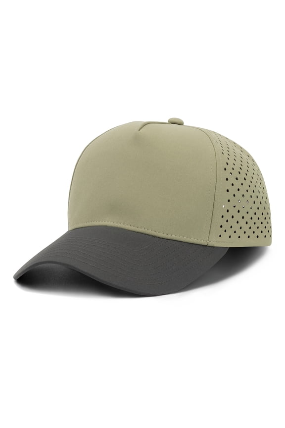 Quick Dry Baseball Cap, Vented Performance Laser Cut Mesh Hat, Adjustable Snapback Cap for Men and Women - Olive & Green