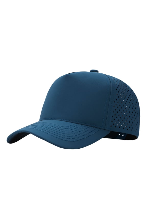 Quick Dry Trucker Cap 5 Panel Waterproof Snapback Mid Profile Polyester Baseball Cap-Blue
