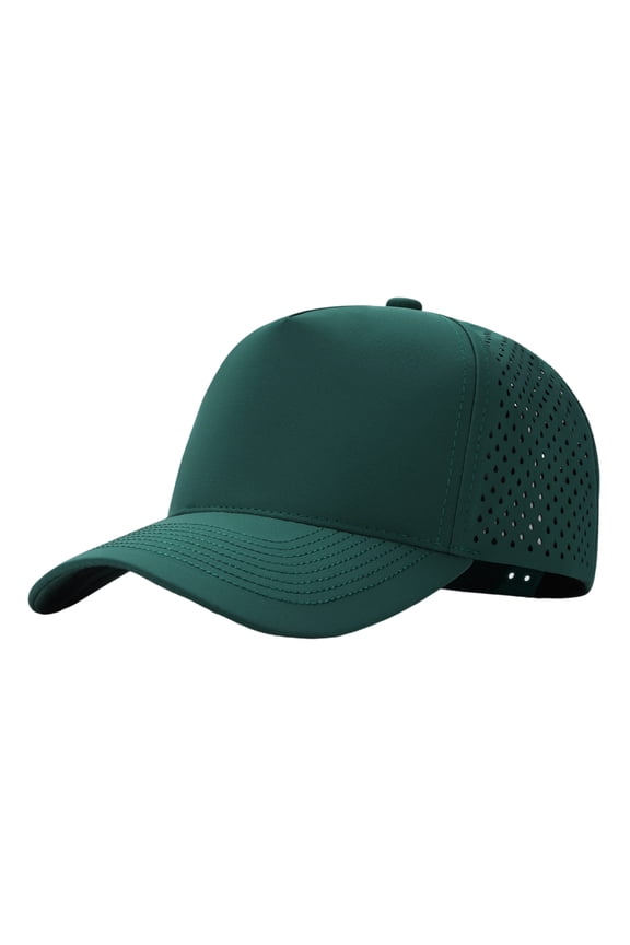 Quick Dry Trucker Cap 5 Panel Waterproof Snapback Mid Profile Polyester Baseball Cap-Green