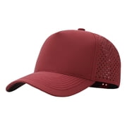 TOPTIE Quick Dry Trucker Cap 5 Panel Waterproof Snapback Mid Profile Polyester Baseball Cap-Maroon