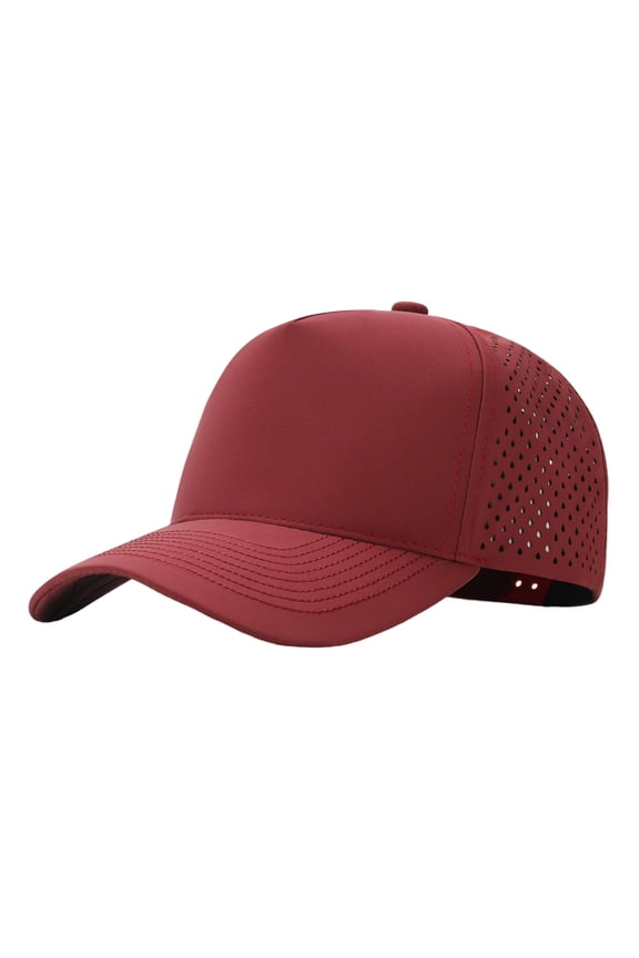 Quick Dry Trucker Cap 5 Panel Waterproof Snapback Mid Profile Polyester Baseball Cap-Maroon