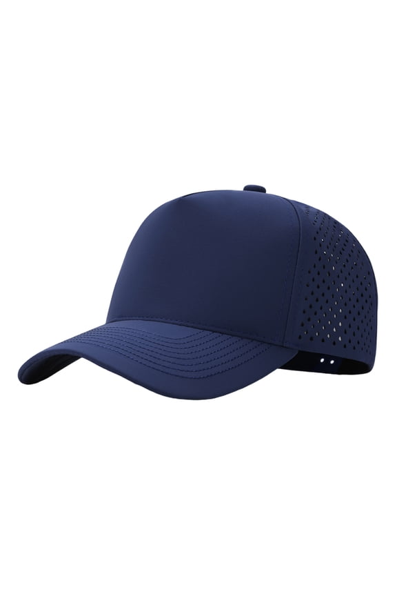 Quick Dry Trucker Cap 5 Panel Waterproof Snapback Mid Profile Polyester Baseball Cap-Navy