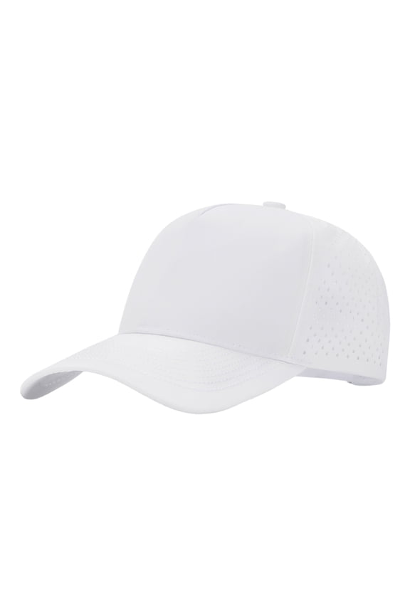Quick Dry Trucker Cap 5 Panel Waterproof Snapback Mid Profile Polyester Baseball Cap-White
