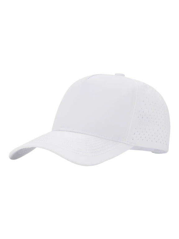Quick Dry Trucker Cap 5 Panel Waterproof Snapback Mid Profile Polyester Baseball Cap-White