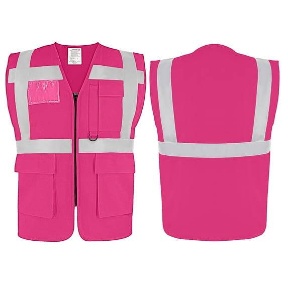 TOPTIE Reflective Safety Vest High Visibility Class II Vest for Women & Men Meets ANSI/ISEA Standards-Hot Pink-M