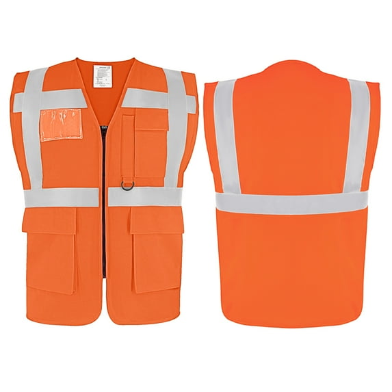 TOPTIE Reflective Safety Vest High Visibility Class II Vest for Women & Men Meets ANSI/ISEA Standards-Neon Orange-L
