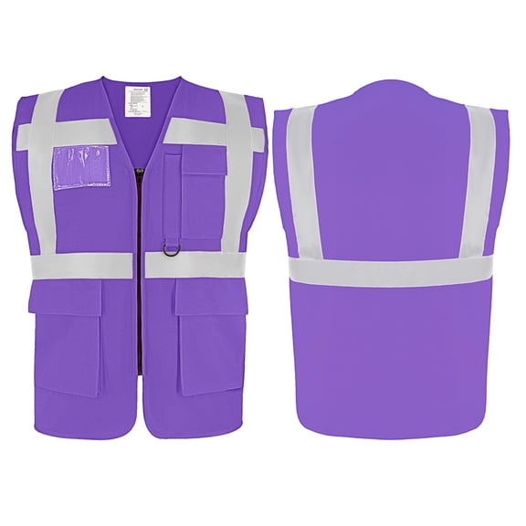 TOPTIE Reflective Safety Vest High Visibility Class II Vest for Women & Men Meets ANSI/ISEA Standards-Purple-M