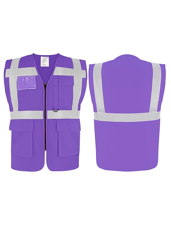 Reflective Safety Vest High Visibility Class II Vest for Women & Men Meets ANSI/ISEA Standards-Purple-M